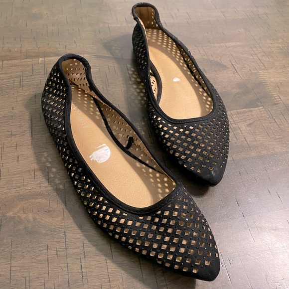 Madden Girl Shoes - Madden Girl Black Gem Mesh Ballet Flats Sz 8.5